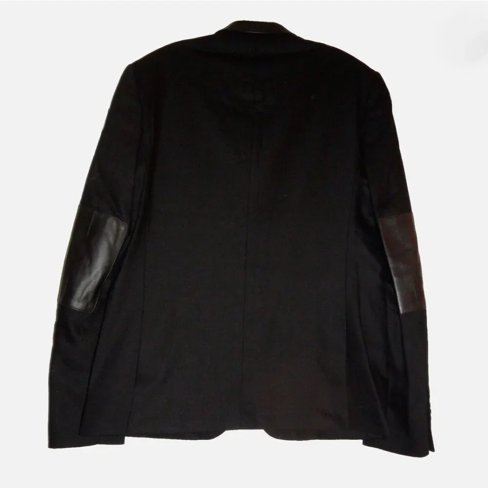 Michael Kors Black Wool Leather Blazer